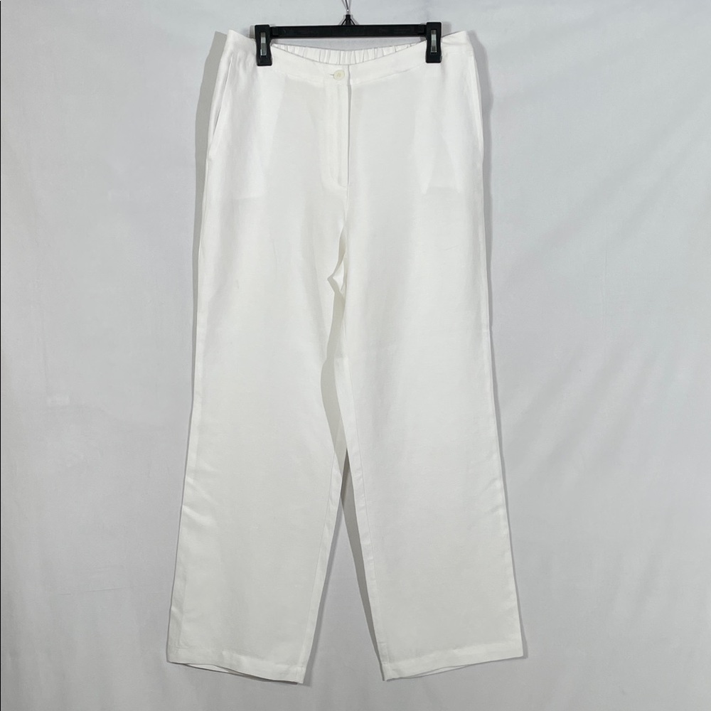 Eileen Fisher White Pants Size M 63% Lyocell 37% Organic Linen EUC